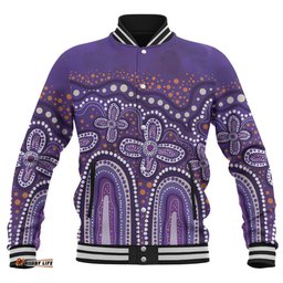 Australia Aboriginal Baseball Jacket - Dot painting illustration in Aboriginal style Purple Baseball Jacket