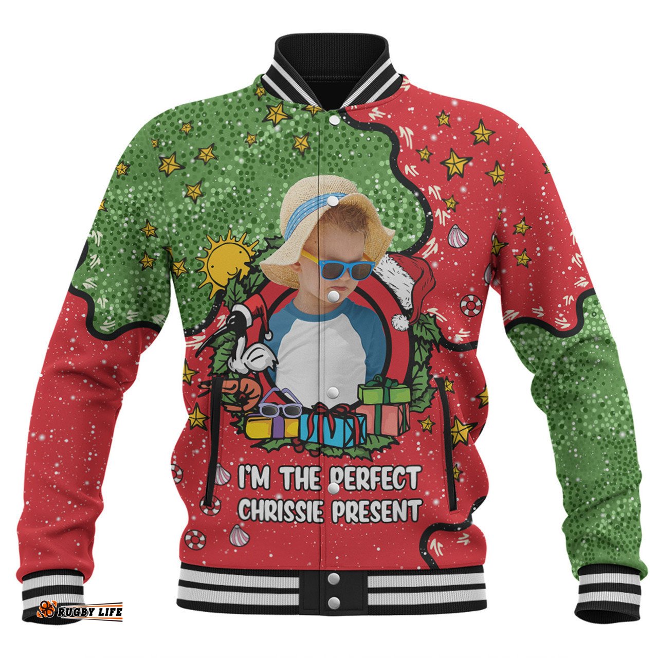 Australia Christmas Custom Baseball Jacket - I'm the Perfect Present Red Baseball Jacket