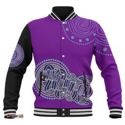 Australia Aboriginal Custom Baseball Jacket - Purple Rainbow Serpent Dreaming Inspired Baseball Jacket