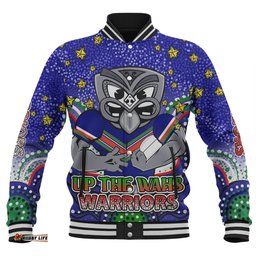 New Zealand Warriors Custom Baseball Jacket - Custom With Aboriginal Inspired Style Of Dot Painting Patterns Baseball Jacket