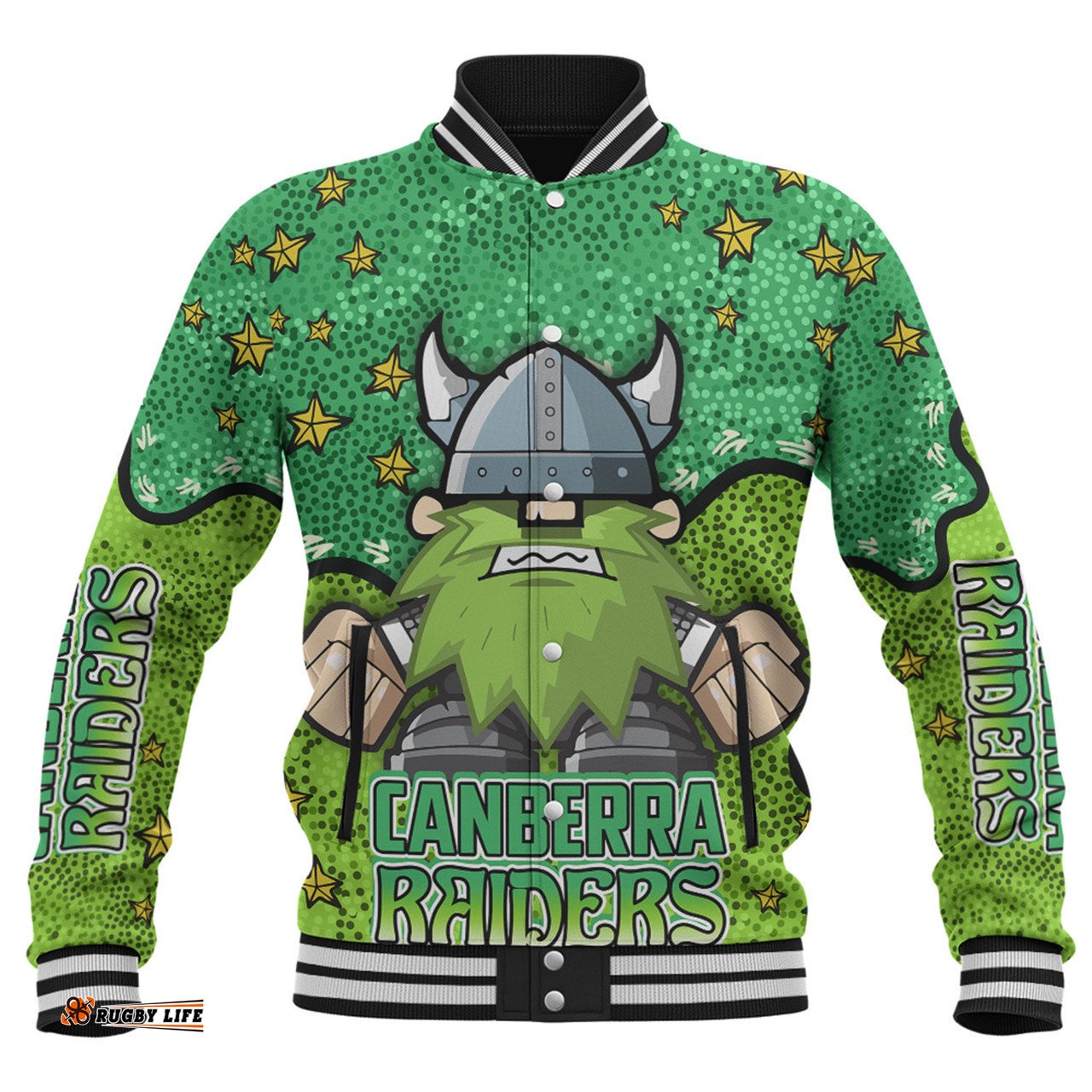 Canberra Raiders Custom Baseball Jacket - Team With Dot And Star Patterns For Tough Fan Baseball Jacket