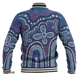 Australia Aboriginal Baseball Jacket - Dot painting illustration in Aboriginal style Blue Baseball Jacket
