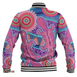 Australia Platypus Aboriginal Baseball Jacket - Pink Platypus With Aboriginal Art Dot Painting Patterns Inspired Baseball Jacket