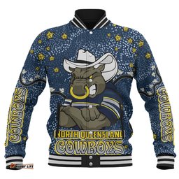 North Queensland Cowboys Custom Baseball Jacket - Team With Dot And Star Patterns For Tough Fan Baseball Jacket