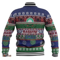 New Zealand Warriors Christmas Maori Custom Baseball Jacket - Indigenous Knitted Ugly Xmas Style Baseball Jacket