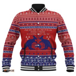 Australian Christmas Carol Christmas Baseball Jacket - Jingle Bells Ugly Style Baseball Jacket