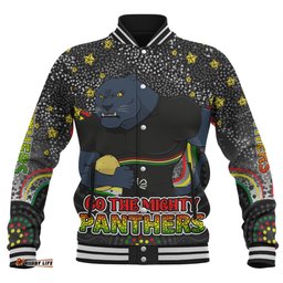 Penrith Panthers Custom Baseball Jacket - Custom With Aboriginal Inspired Style Of Dot Painting Patterns Baseball Jacket