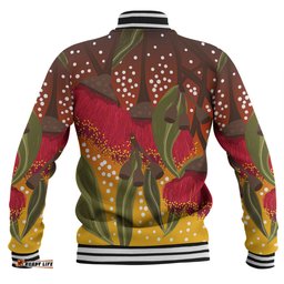 Australia Aboriginal Baseball Jacket - Red Eucalyptus Aboriginal Dot Art Baseball Jacket