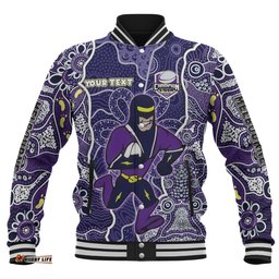 Melbourne Storm Grand Final Custom Baseball Jacket - Custom Melbourne Storm With Contemporary Style Of Aboriginal Painting Baseball Jacket
