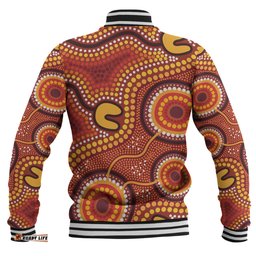 Australia Aboriginal Baseball Jacket - Connection Concept Dot Aboriginal Colorful Painting Baseball Jacket