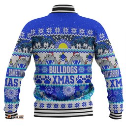 Canterbury-Bankstown Bulldogs Christmas Aboriginal Custom Baseball Jacket - Indigenous Knitted Ugly Xmas Style Baseball Jacket