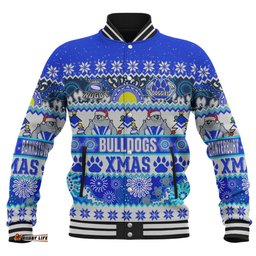 Canterbury-Bankstown Bulldogs Christmas Aboriginal Custom Baseball Jacket - Indigenous Knitted Ugly Xmas Style Baseball Jacket