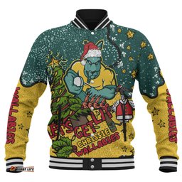 Australia Wallabies Christmas Custom Baseball Jacket - Let's Get Lit Chrisse Pressie Baseball Jacket