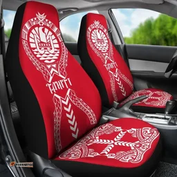 Tahiti Car Seat Covers - Polynesian Tribal Red White - Bn04