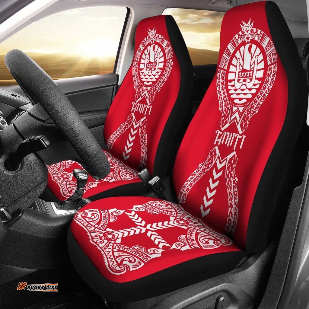 Tahiti Car Seat Covers - Polynesian Tribal Red White - Bn04