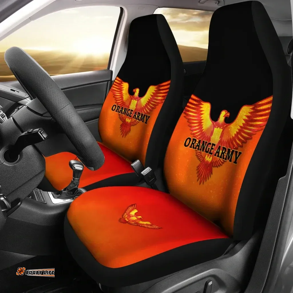 Orange Army Car Seat Covers Cricket Sporty Style A31