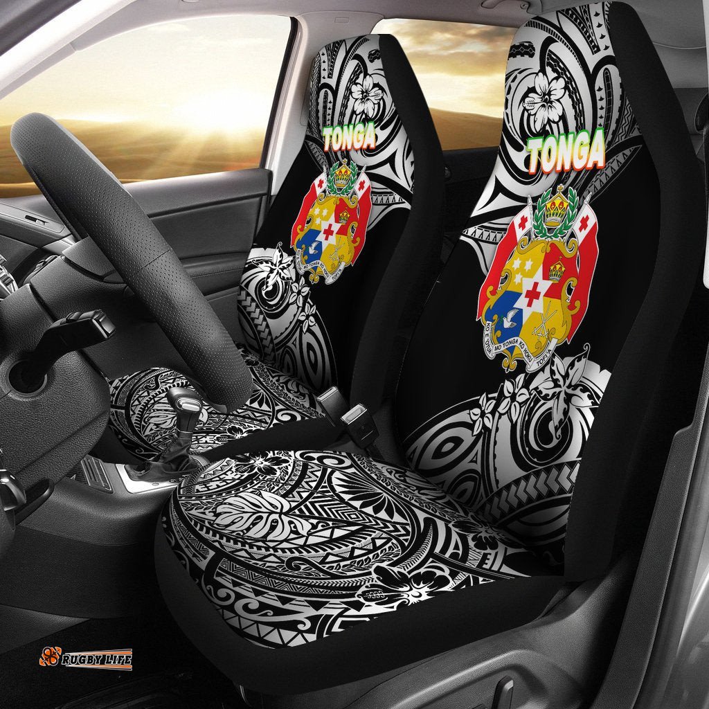 Mate Ma'a Tonga Rugby Car Seat Covers Polynesian Unique Vibes - Black