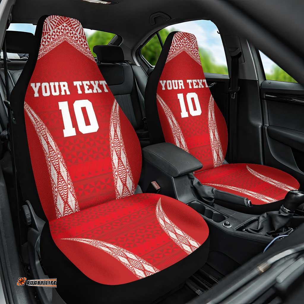 Custom Tonga Pacific Rugby 2024 Car Seat Cover Ngatu Tribal Pattern