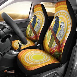 Black and White Cockatoo Birds Aboriginal Art Car Seat Cover