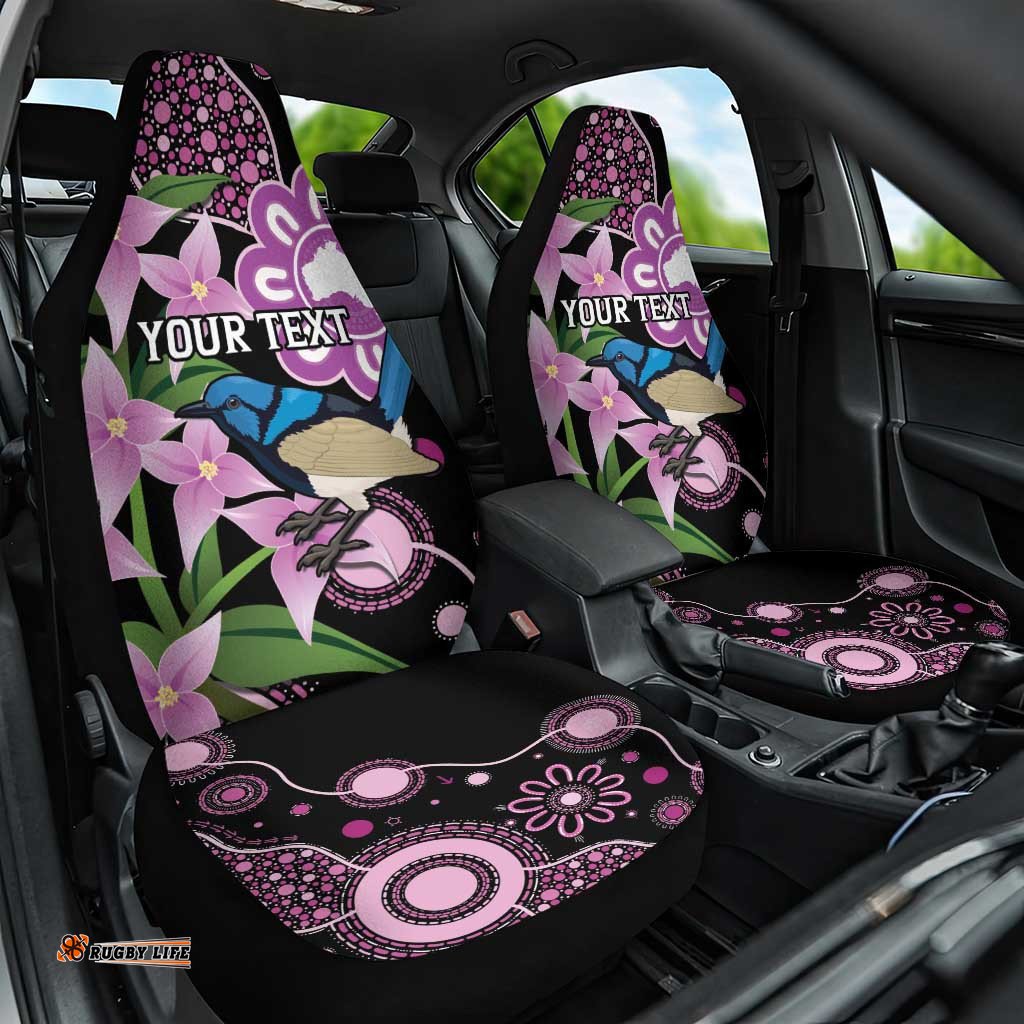 Personalised Australia Boronia And Malurus Cyaneus Car Seat Cover Aboriginal Art