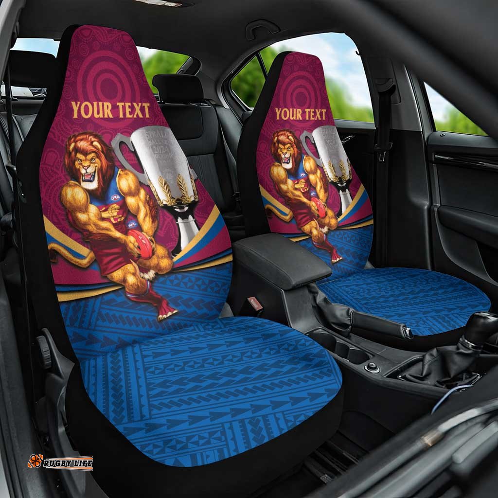 Personalised AFL Brisbane Lions Car Seat Cover 2025 We Are The Champions Trophy Style