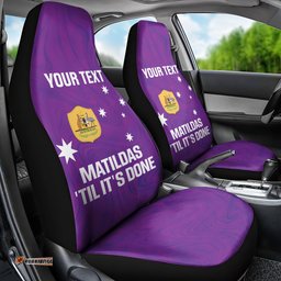 Custom Australia Soccer Car Seat Cover Matildas Go Champions Purple