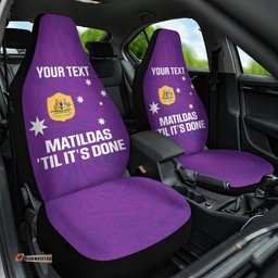 Custom Australia Soccer Car Seat Cover Matildas Go Champions Purple
