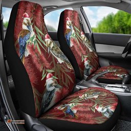 Australia Christmas Car Seat Cover Kookaburra Santa on Red Bottlebrush