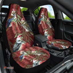 Australia Christmas Car Seat Cover Kookaburra Santa on Red Bottlebrush