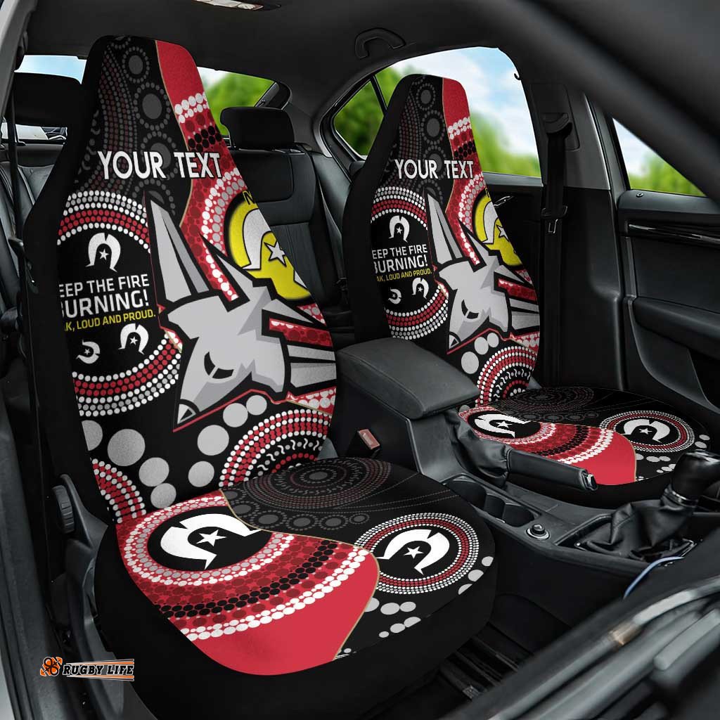 Custom AFL Essendon NAIDOC Week Car Seat Cover Keep The Fire Burning Indigenous Art
