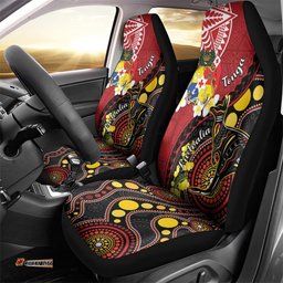 Tonga Ngatu And Australia Aboriginal Car Seat Cover Tongan Dove And Kangaroo Together