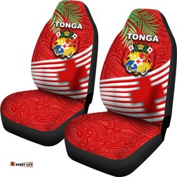 Tonga Car Seat Covers Coconut Leaves Rugby Style