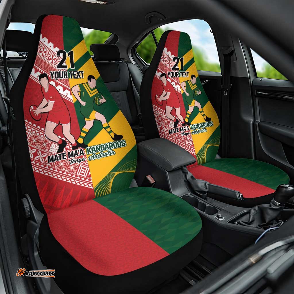Australia-Tonga Rugby Pacific Custom Car Seat Cover The Kangaroos and Mate Ma'a Tonga