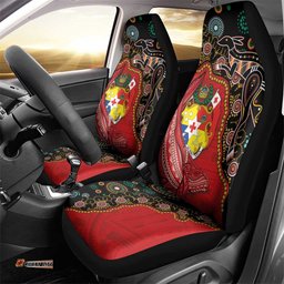 Tonga Ngatu and Australia Together Car Seat Cover Polynesian Humpback Whale and Aboriginal Kangaroo