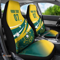 Australia 2025 Olympics Custom Car Seat Cover Rise of the Roos Aboriginal Style