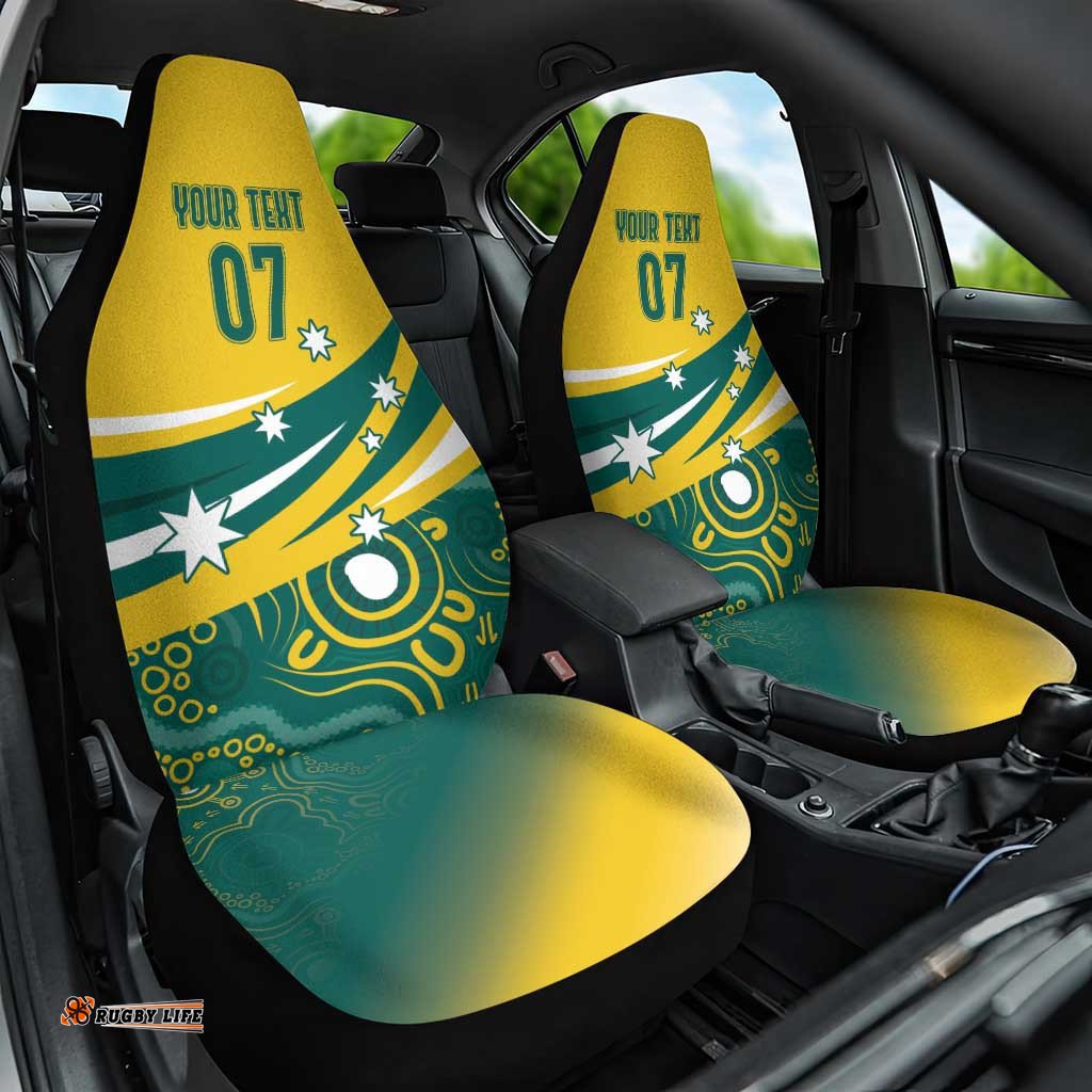 Australia 2025 Olympics Custom Car Seat Cover Rise of the Roos Aboriginal Style