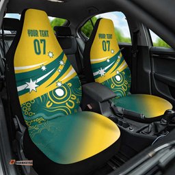 Australia 2025 Olympics Custom Car Seat Cover Rise of the Roos Aboriginal Style