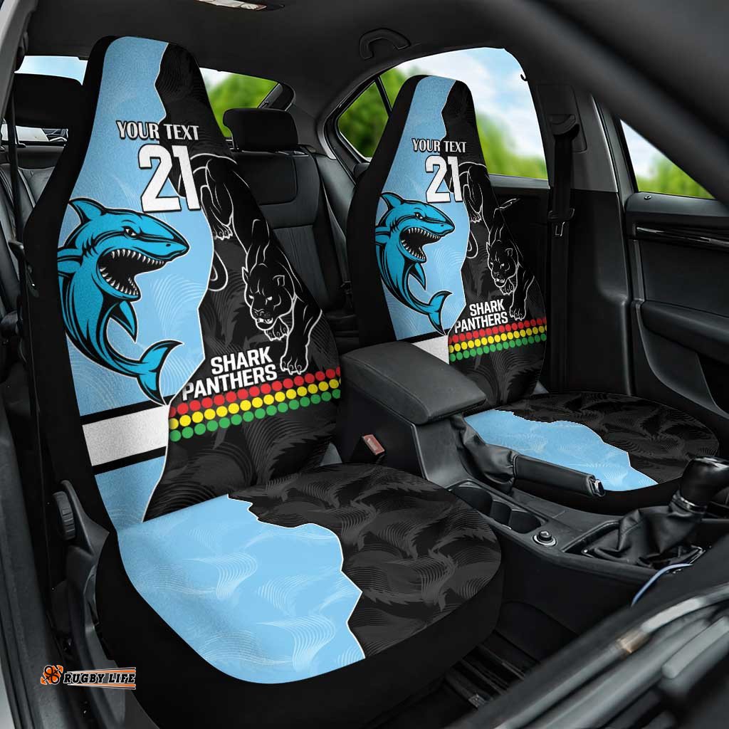 NRL Panthers Shark Mascot Custom Car Seat Cover Cracked Metal Style