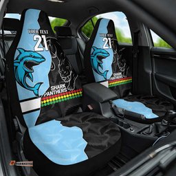 NRL Panthers Shark Mascot Custom Car Seat Cover Cracked Metal Style