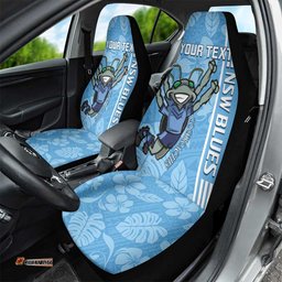 Custom NSW Blues Rugby Car Seat Cover Cockroaches Polynesian Pattern Tropical Vibes
