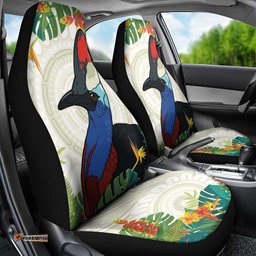 Cassowary Australia Car Seat Cover Tropical Flowers Mix Aboriginal Art