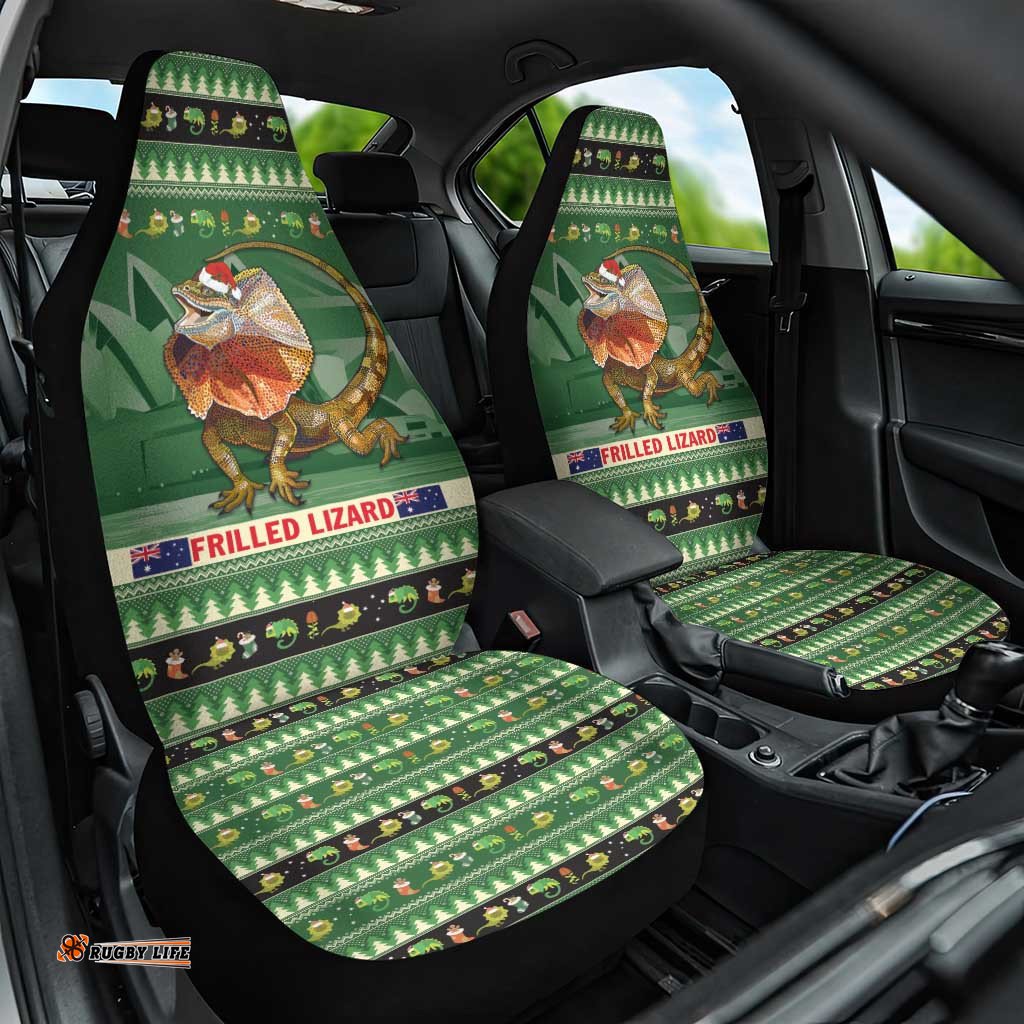 Aussie Frilled Lizard Car Seat Cover Merry Christmas