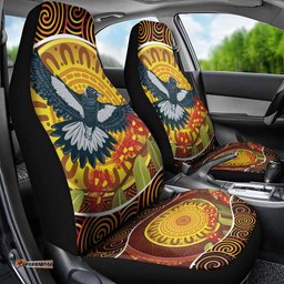 Aboriginal Magpies Dots Art Car Seat Cover Native Australian Animals