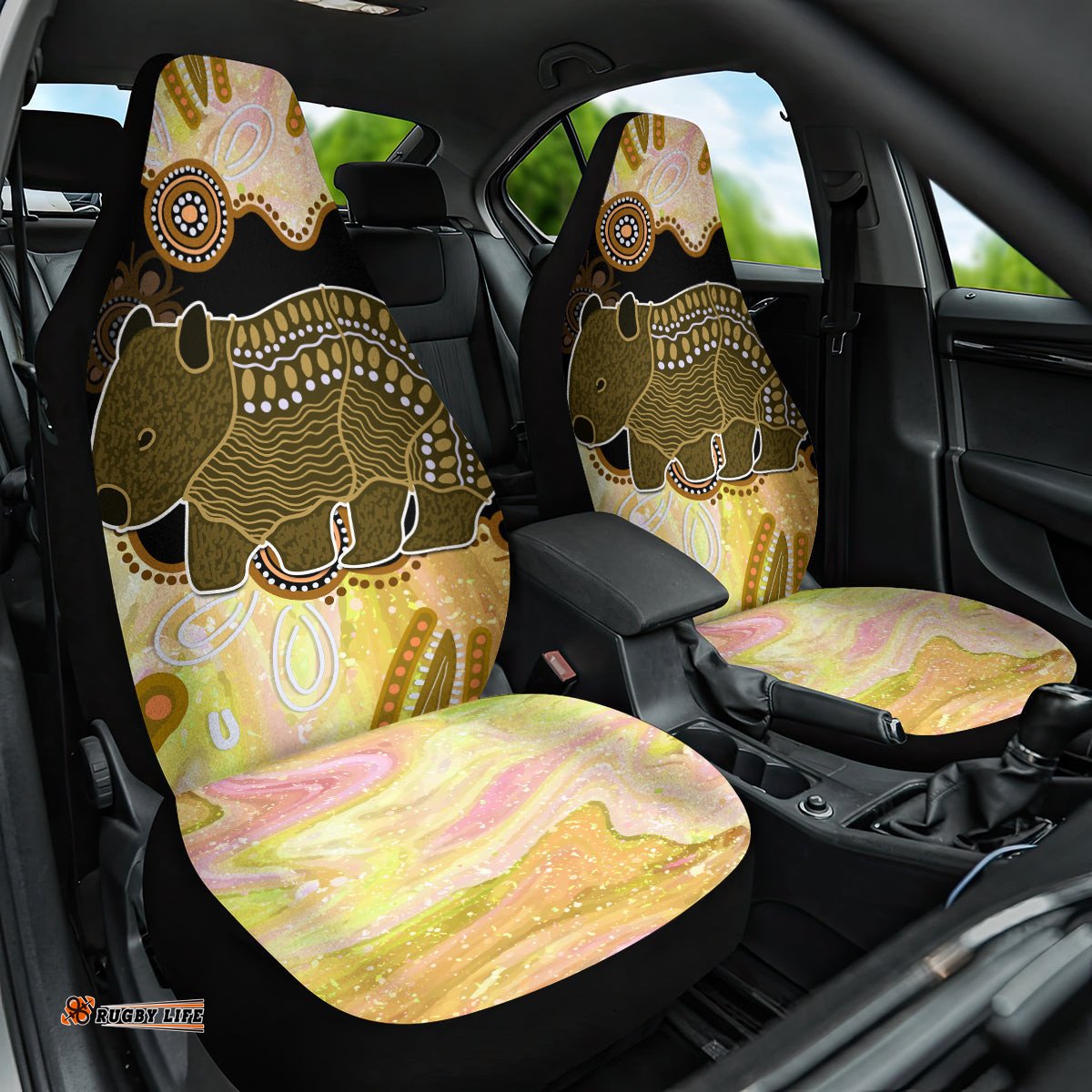 Australia Opal Wombat Car Seat Cover Aussie Aboriginal Art