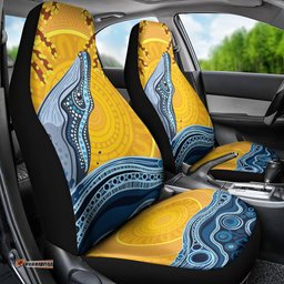 Whale In The Ocean Aboriginal Dot Art Car Seat Cover No2