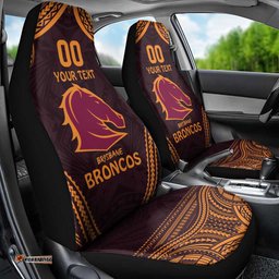 Custom Broncos Rugby Car Seat Cover With Polynesian Style