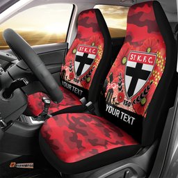 Custom St Kilda Football ANZAC Car Seat Cover Gallipoli Camouflage With Poppies