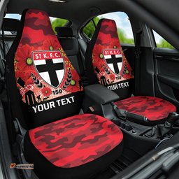 Custom St Kilda Football ANZAC Car Seat Cover Gallipoli Camouflage With Poppies