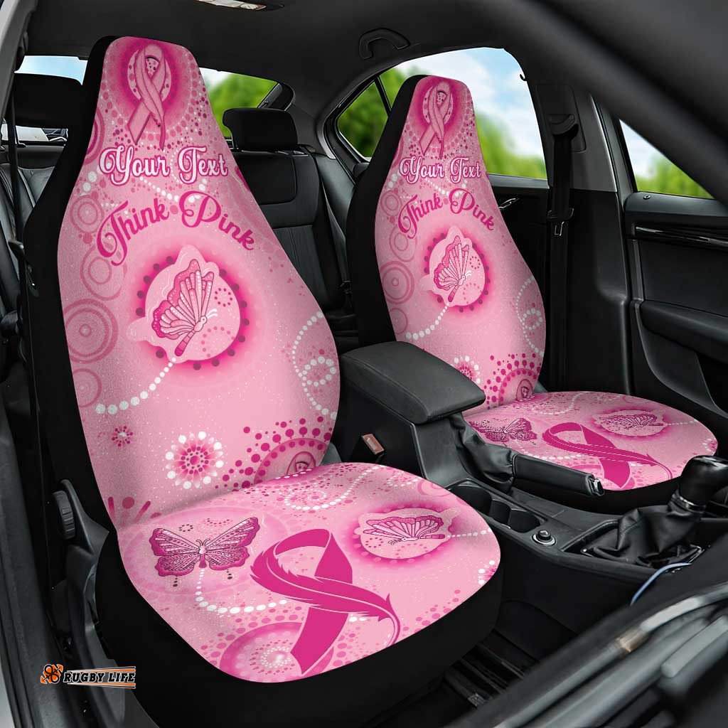 Personalised Australia Indigenous Car Seat Cover Breast Cancer Ribbon Think Pink Pink Version
