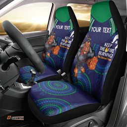 Custom NRL Warriors NAIDOC Week Car Seat Cover Keep The Fire Burning Indigenous Art
